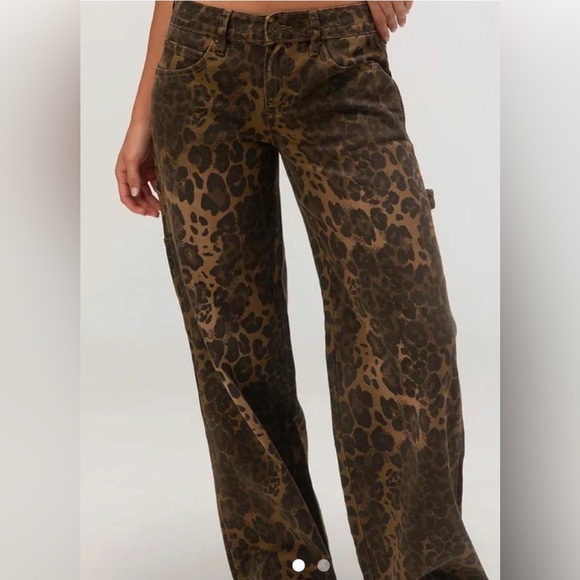 RSQ Leopard Print Wide-Leg Low Rise Jeans sz 25 - Picture 1 of 9